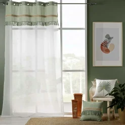 Voilage|DOUCEUR D'INTERIEUR Voilage coton (140 x 240 cm) Janara Vert sauge