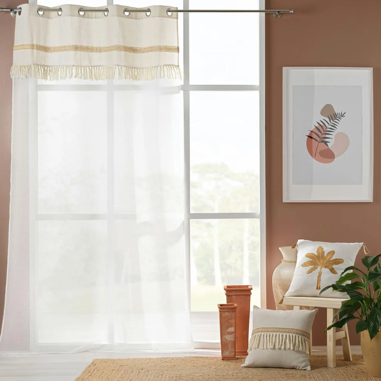 Voilage|DOUCEUR D'INTERIEUR Voilage coton (140 x 240 cm) Janara Beige