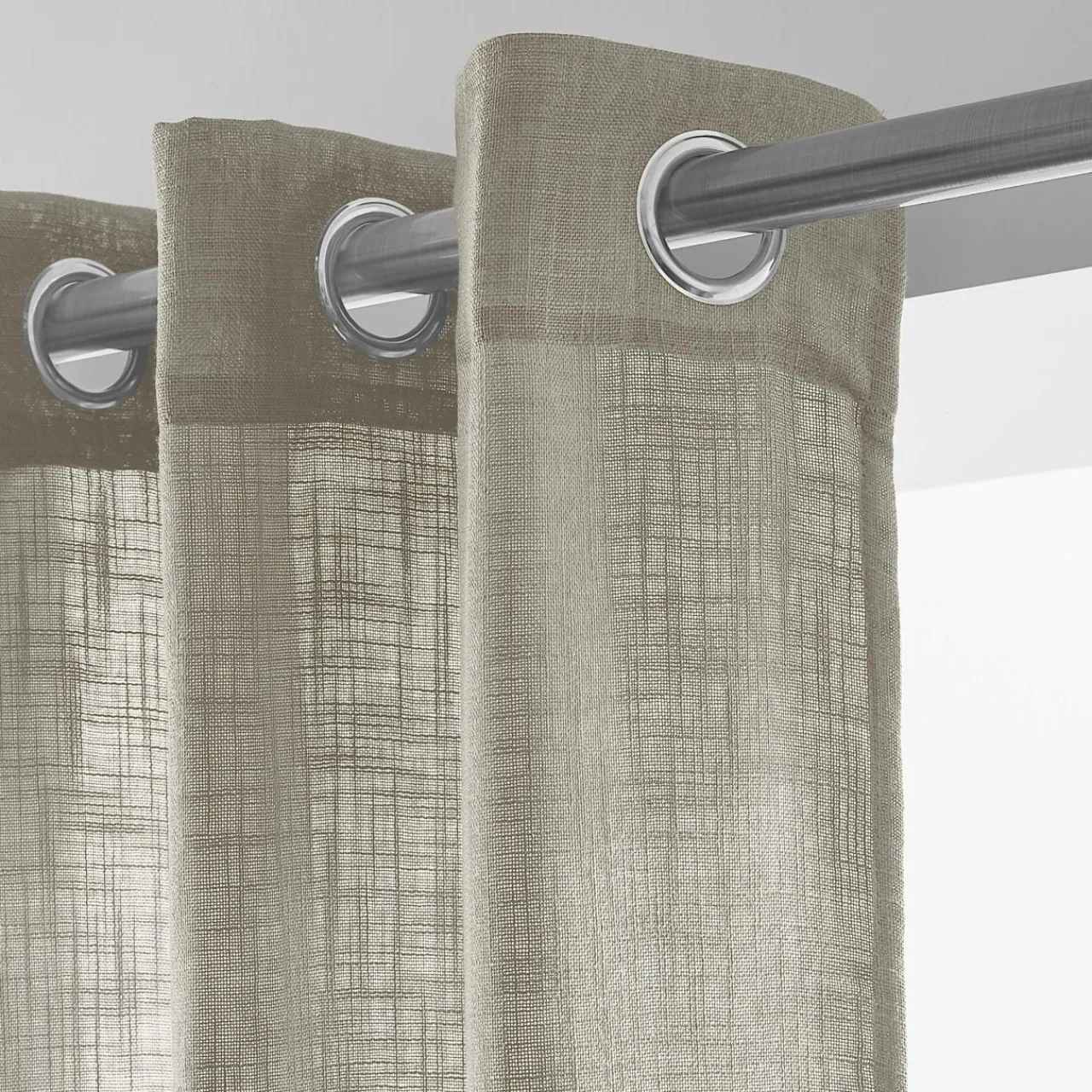 Voilage|EMINZA Voilage effet lin (140 x 240 cm) Robin Taupe