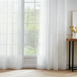 Voilage|EMINZA Voilage galon fronceur pompons (140 x 240 cm) Axel Blanc