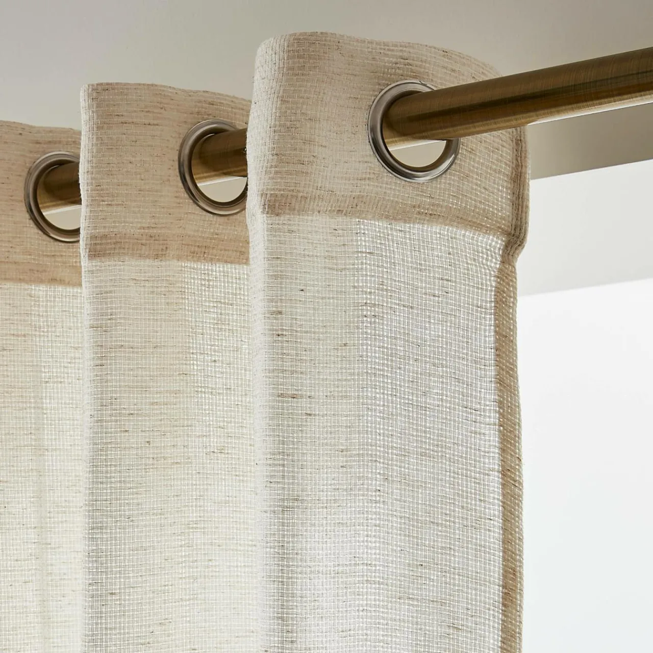 Voilage|EMINZA Voilage grande largeur effet lin (400 x 240 cm) Luca Beige