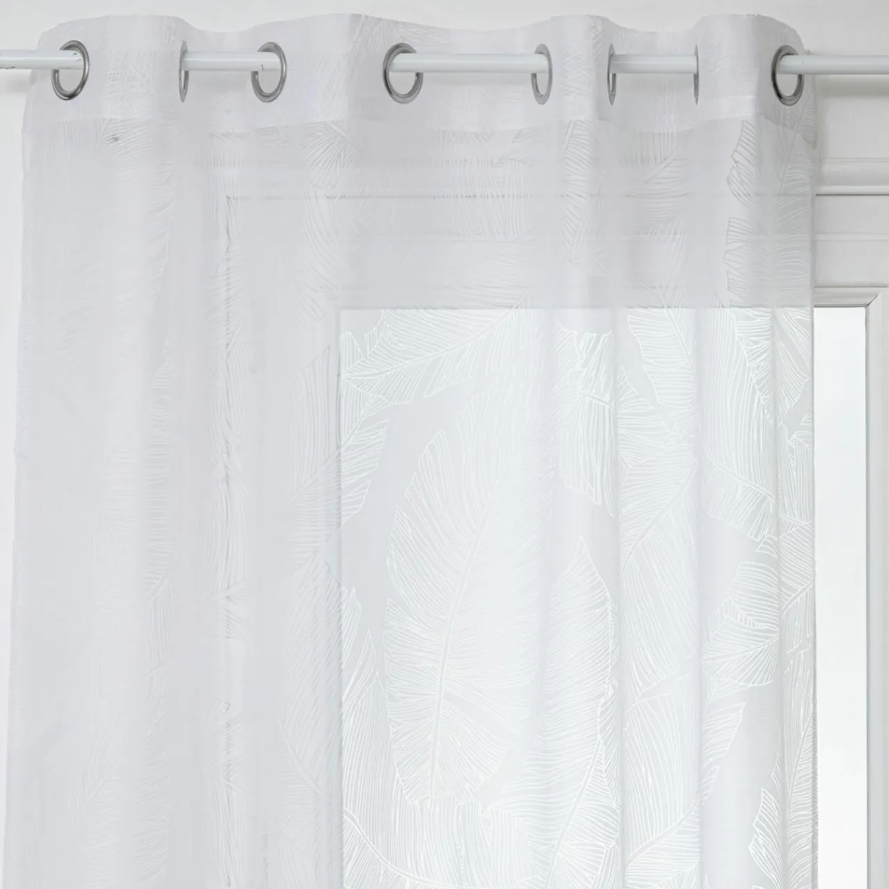 Voilage|ATMOSPHERA Voilage œillets (140 x 240 cm) Feuille Blanc