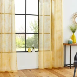 Voilage|ATMOSPHERA Voilage œillets (140 x 240 cm) Feuille Jaune ocre