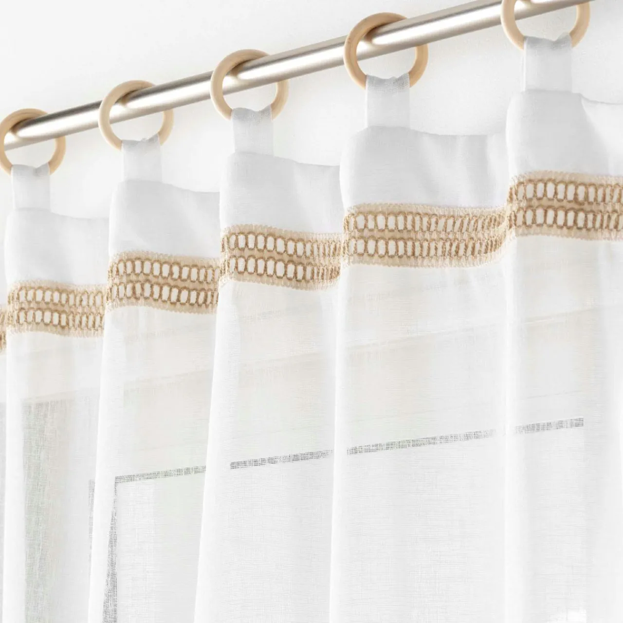 Voilage|DOUCEUR D'INTERIEUR Voilage œillets bois (140 x 240 cm) Mileo Blanc
