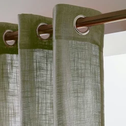 Voilage|EMINZA Voilage œillets effet lin (140 x 280 cm) Robin Vert romarin