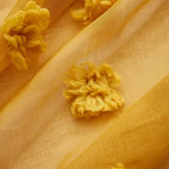 Voilage|EMINZA Voilage oeillets pompons (140 x 240 cm) Suzie Jaune moutarde