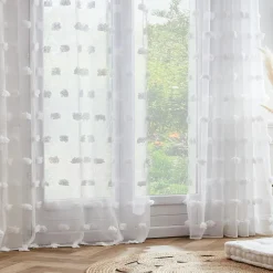 Voilage|EMINZA Voilage oeillets pompons (180 x 240 cm) Suzie Blanc