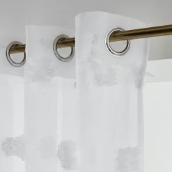 Voilage|EMINZA Voilage oeillets pompons (180 x 240 cm) Suzie Blanc