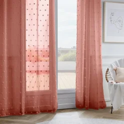 Voilage|EMINZA Voilage oeillets pompons (140 x 240 cm) Emie Terracotta