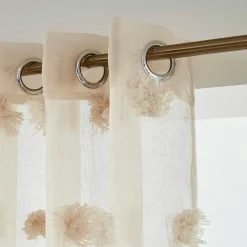 Voilage|EMINZA Voilage oeillets pompons (140 x 240 cm) Suzie Beige