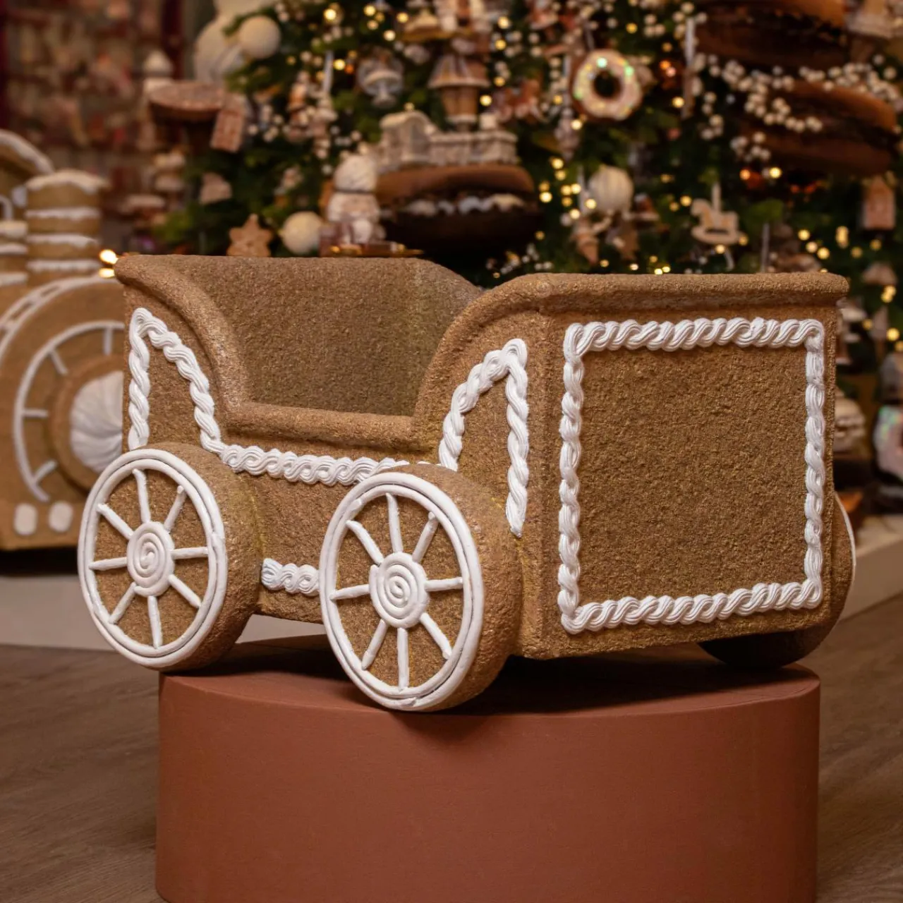 Personnage, Objet Grand Format|Déco Et Objet De Noël|KAEMINGK Wagon de Noël Géant (56 x H38 cm) Pain d'épices Gourmand Marron
