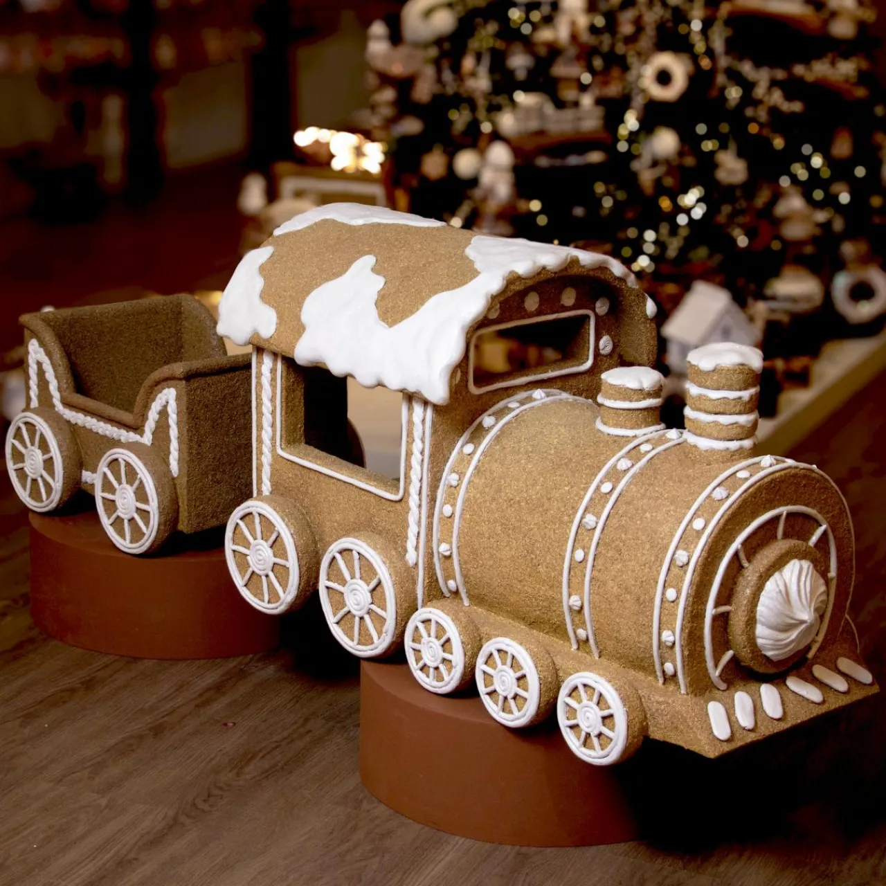 Personnage, Objet Grand Format|Déco Et Objet De Noël|KAEMINGK Wagon de Noël Géant (56 x H38 cm) Pain d'épices Gourmand Marron